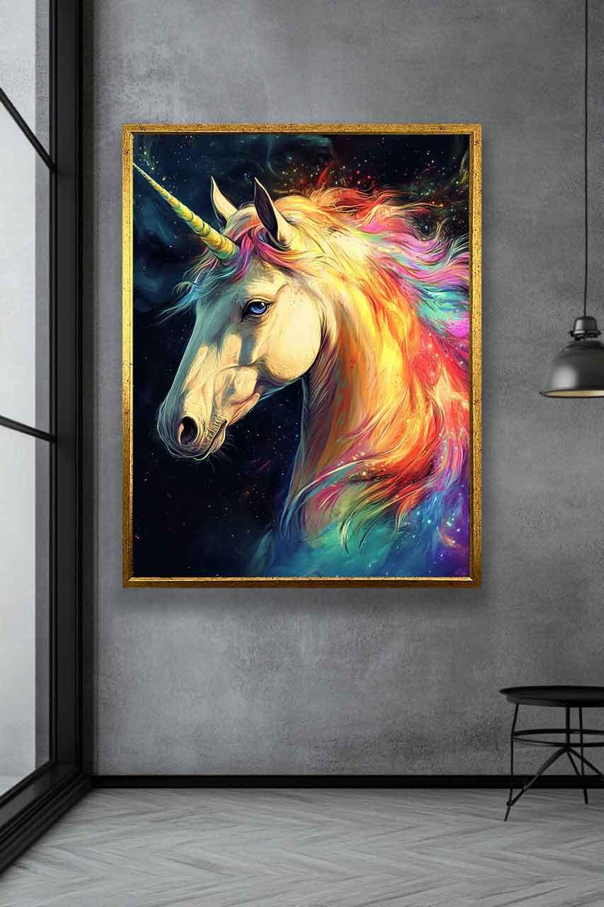 Tableau Licorne Féerique Sur Toile - Décoration Murale Fantaisie 16x24inch (40x60cm) Pour Salon Et Chambre