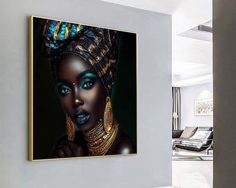 Ethnic African Woman Canvas – Vibrant Tribal Wall Art – Ready to Hang