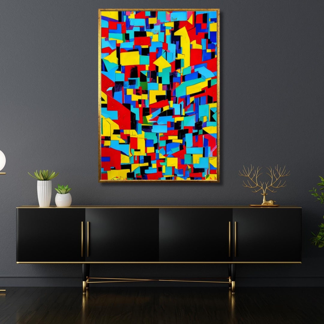 Colorful Abstract Canvas Painting: Modern Geometric Wall Decor - Etsy