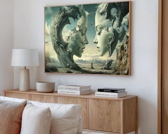 Surreal Woman Canvas Painting: Modern Art Wall Decor
