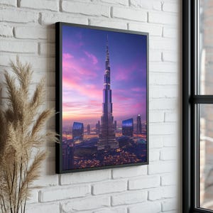 Cityscape Canvas Print, Burj Khalifa Canvas Print, Vibrant Dubai Skyline, Wall Art, Modern City View,