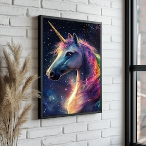 Colorful Unicorn Canvas – Magical Rainbow Unicorn Wall Art – Fantasy Kids Decor