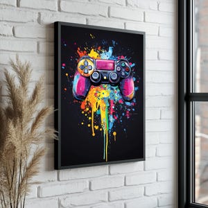 Retro Gamepad Canvas – Colorful Gamepad Wall Art – Gamer Room Decor