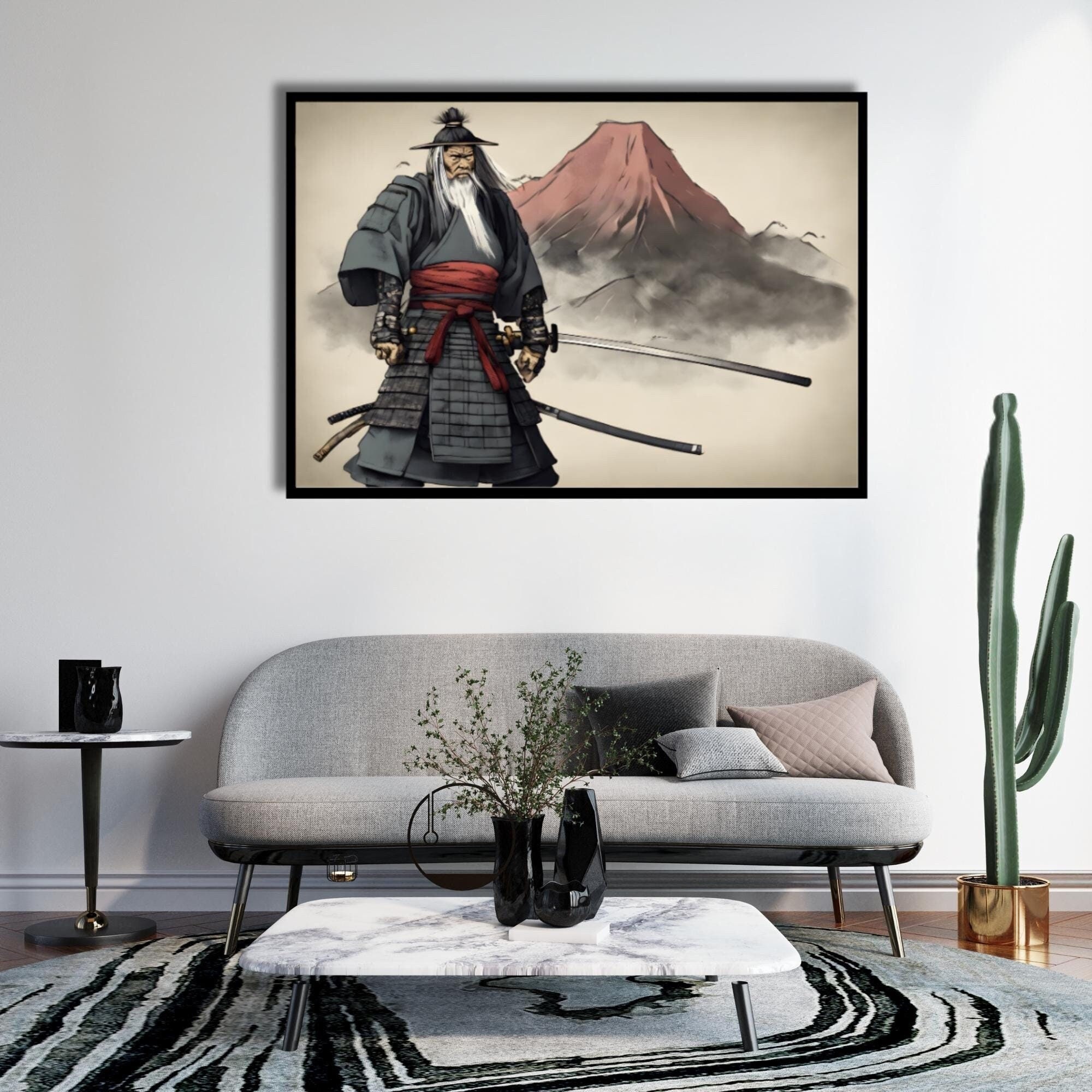 Samurai Warrior Art Print: Japanese Bushido Canvas Painting - Etsy