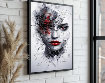 Modern Woman Canvas – Cubism Inspired Wall Art – Abstract Colorful Female Portrait
