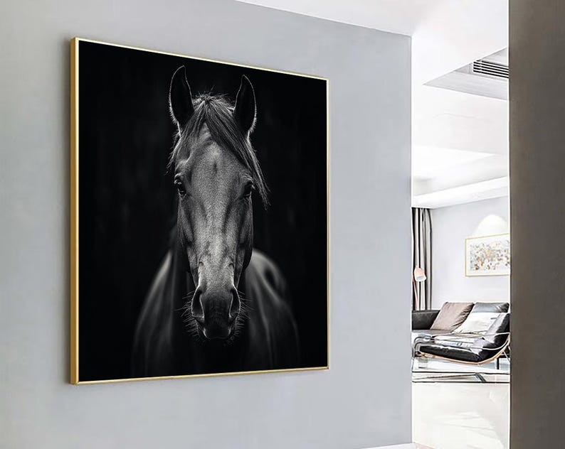 Black Horse Canvas Art – Majestic Equine Wall Painting – Equestrian ...
