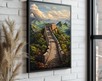 Great Wall of China Canvas Print – Scenic Asian Landscape Art