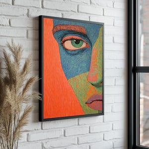 Woman Canvas Print, Colorful Woman Face, Beautiful Woman Portrait, Woman Wall Art, Woman Home Decor, Gift Wall Decor,,