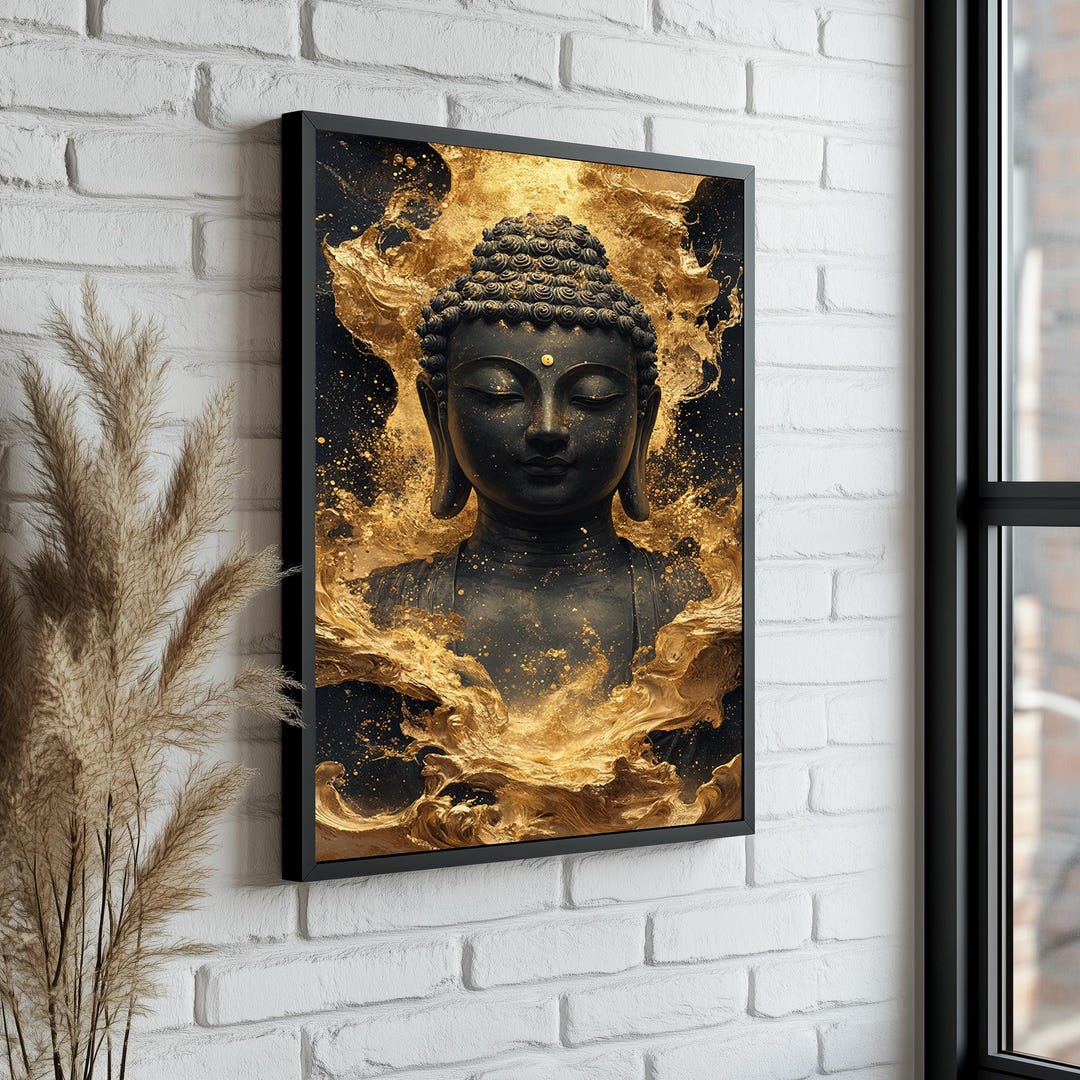 Black and Gold Buddha Canvas Print: Zen Spiritual Wall Art - Etsy