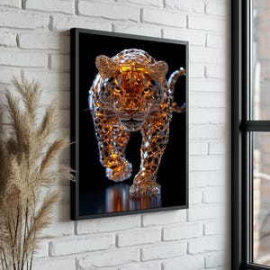 Lion Canvas Painting | Diamond Looking Lioness Portrait | Modern Lion Painting, Wildlife Art, Lion Canvas Print, Minimalist Safari Wall Art
