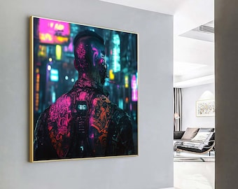 Cyberpunk Night City Leinwanddruck: Neon Gangster
