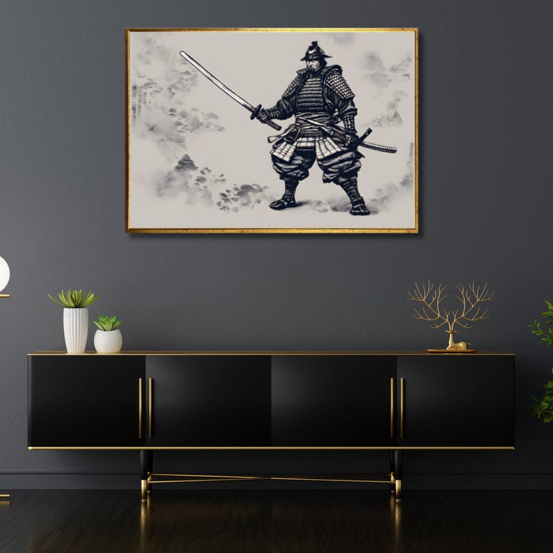 Subtle Samurai Samurai Warrior Pencil Drawing: Japanese Art Canvas Print - Etsy