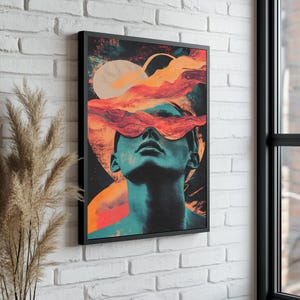 Surreal Male Portrait Canvas Print: Modern Wall Art Decor