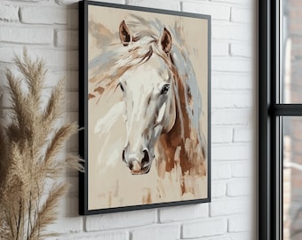 White Horse Canvas Wall Art: Ready to Hang Framed Print