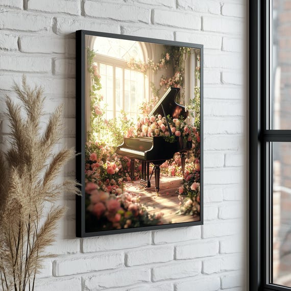 Floral Grand Piano Canvas Art: Music Lover Wall Decor - Etsy