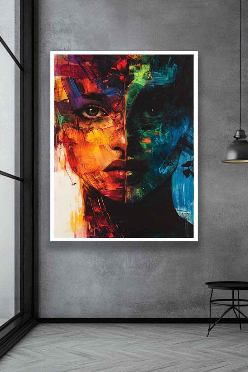 Abstract Woman Portrait: Colorful Modern Canvas Art - Etsy