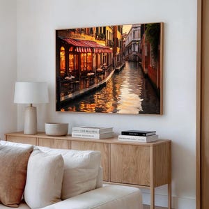 Venice Canal Scene Canvas Painting, Venetian Architecture Canvas Print, Home Decor, Cityscape Wall Art,