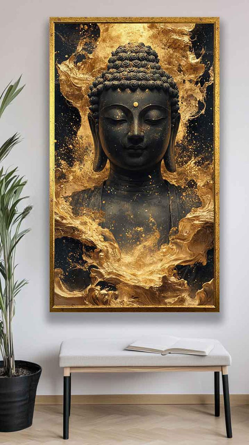 Black and Gold Buddha Canvas Print: Zen Spiritual Wall Art - Etsy