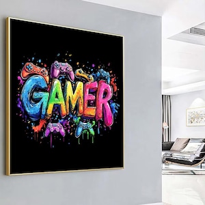 Hypebeast Gamer Canvas – Colorful Gamepad Wall Art – Urban Gaming Room Decor