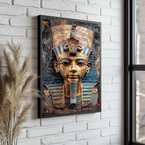 Tutankhamun Canvas Art: Gold Egyptian Pharaoh Mask, Framed or Unframed