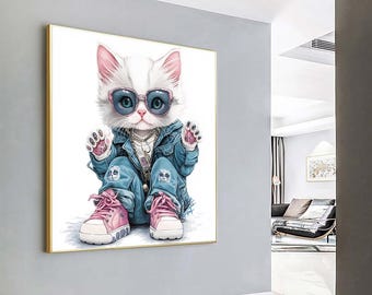 Kitten in Clothes Canvas Art: Modern Animal Portrait