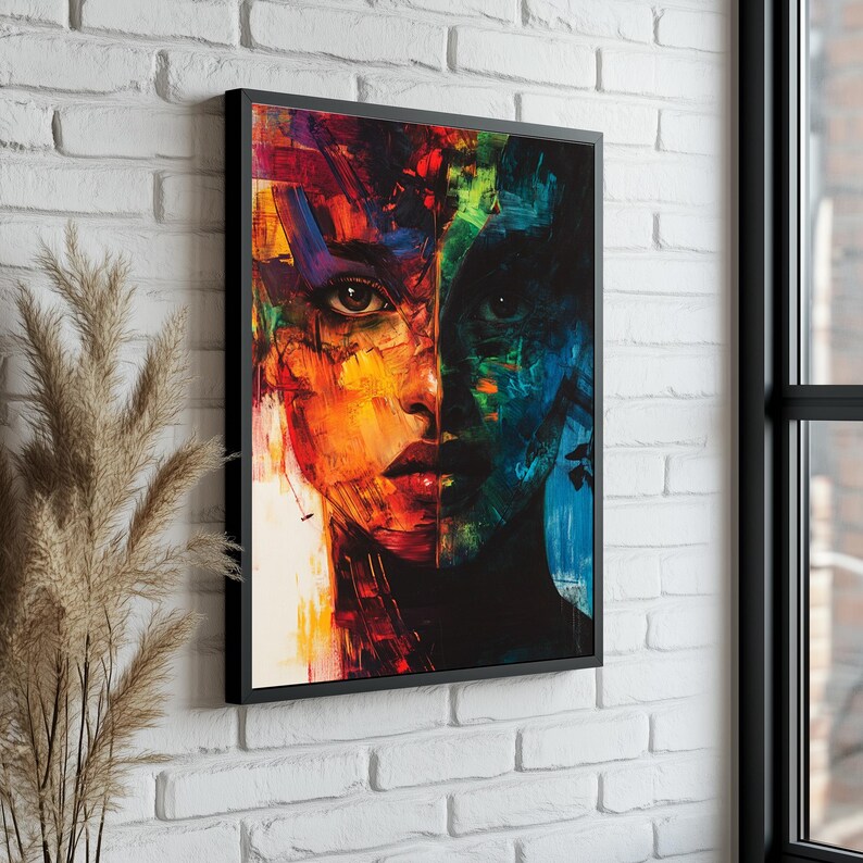 Abstract Woman Portrait: Colorful Modern Canvas Art - Etsy