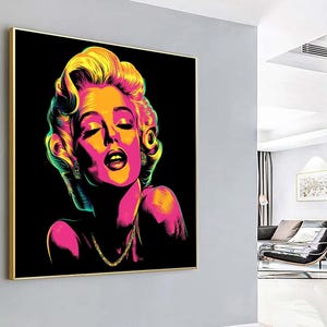 Marilyn Monroe Pop Art Canvas Print | Marilyn Monroe Gift Square | Retro Pop Art Wall Art, Unique Gift for Art Lovers, Marilyn Monroe Poster