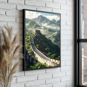 Great Wall of China Canvas – Mountain Landscape Wall Art – Travel Decor for Living Room – Ready to Hang