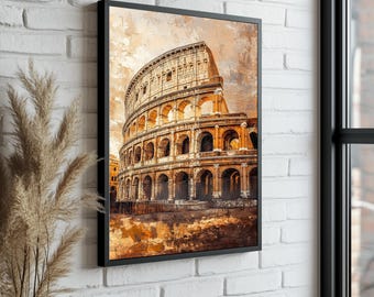 Colosseum Canvas: Rome Wall Art, Oil Painting Style