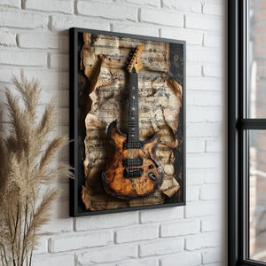 Guitar Canvas Wall Art , Guitar Canvas Wall Decor , Guitar Wall Canvas Print, Vintage Guitar Poster, Best Gift For Musician
