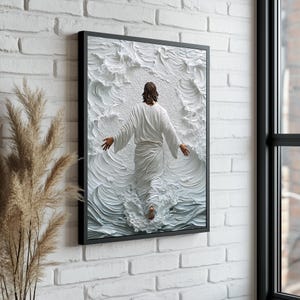 Jesus Walking on Water Canvas – Christian Faith Wall Art – Inspirational Religious Decor