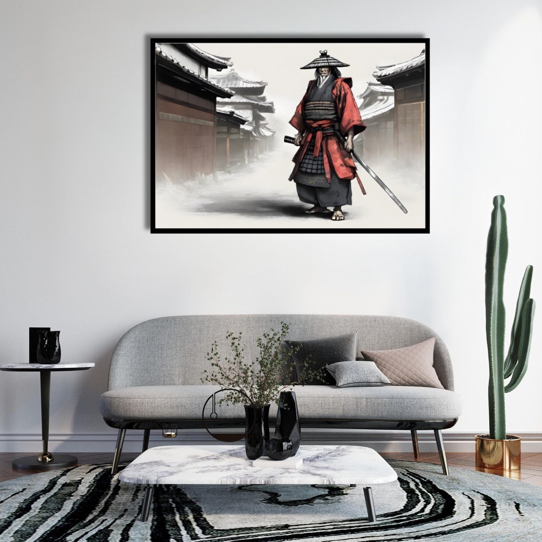 Samurai Warrior Canvas Art Print: Japanese Anime Style Wall Decor - Etsy