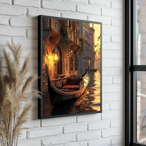 Venice Canal Scene Canvas Painting, Venetian Gondol Canvas Print, Home Decor, Office Decor, Cityscape Wall Art,