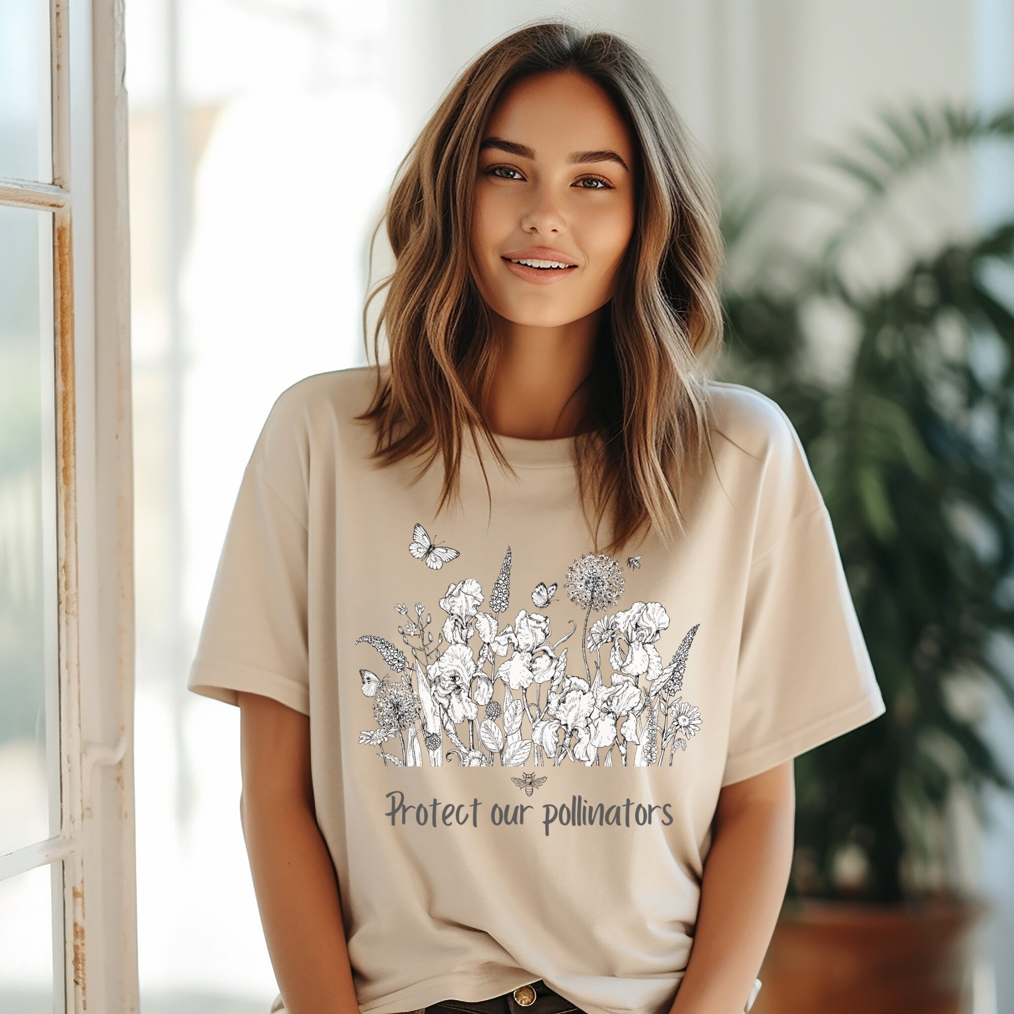 Protect Our Pollinators Shirt, Plant Native Flowers on Back, Perfect Gift for Nature Lover 