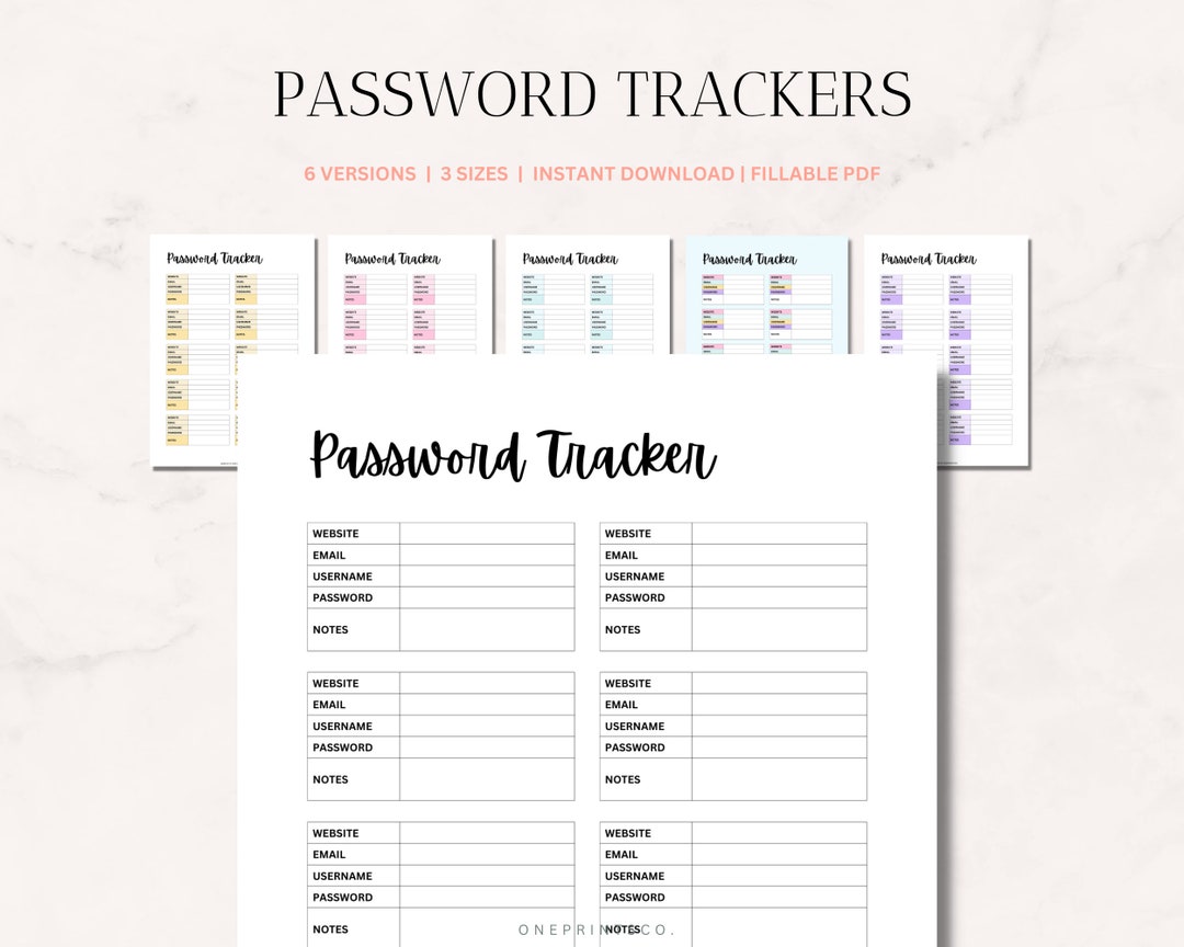 Password Tracker, Printable Address Book Page, Planner Template PDF ...