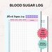 Blood Sugar Log Diabetic Journal Printable Chart Digital Insulin Log ...
