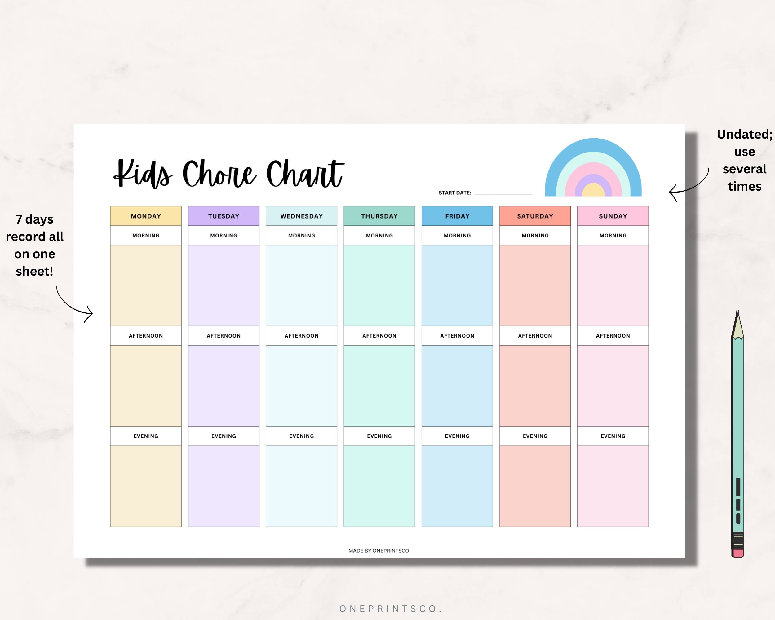 Kids Chore Chart Children Printable Chore Planner Responsibility ...