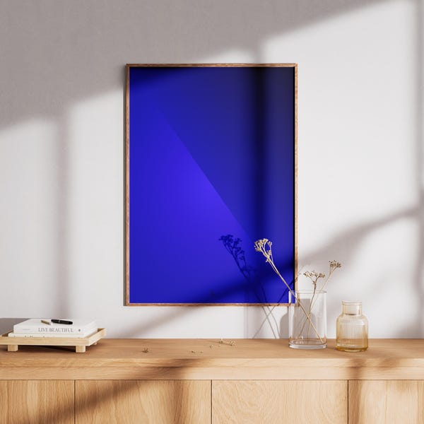 Arte mural abstracto con degradado: Impresión minimalista en azul y morado (descarga digital, archivo PNG)