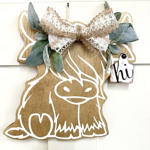 Highland cow door hanger