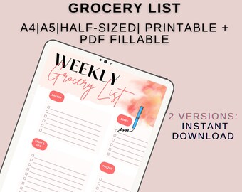 Grocery List Printable Template Grocery Planner Food - Etsy