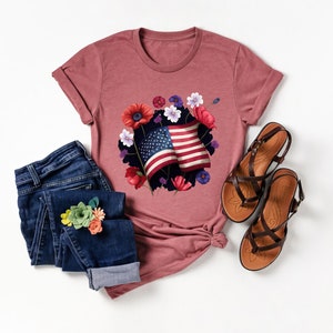 USA Flag Shirt | Red, White & Blue Tee | Fourth of July Patriotic T-Shirt | Women's Flag Shirt | American Flag Shirt | USA Flag Tee