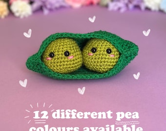 Dos guisantes en una vaina de crochet - Varios colores disponibles