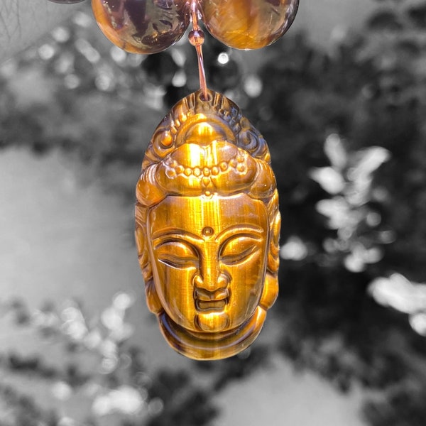 Tigers Eye & Black Onyx Necklace + Buddha pendant