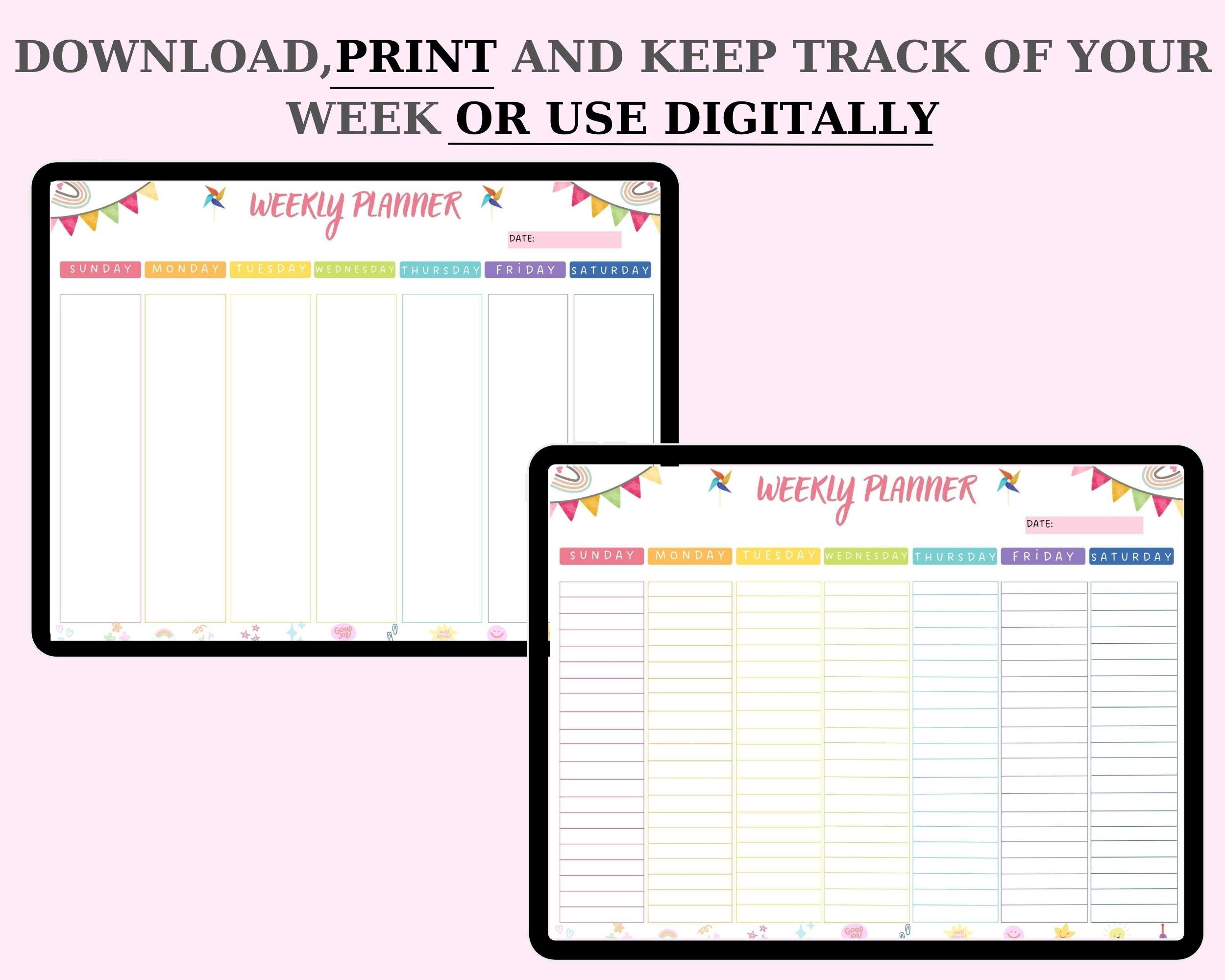 Weekly Schedule For Kids Printable Homeschool Weekly Etsy Weekly schedule for kids printable homeschool weekly etsy
