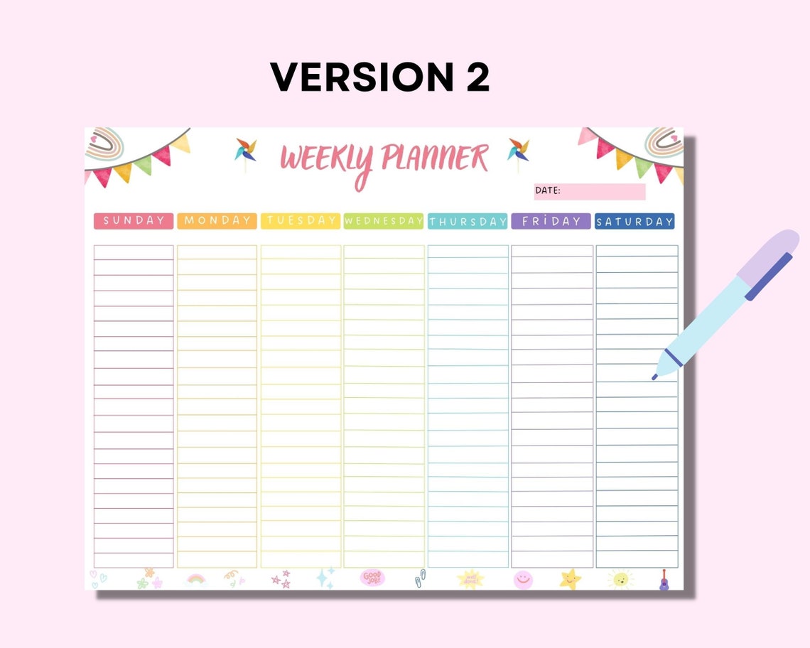 Weekly Schedule for Kids Printable Homeschool Weekly - Etsy