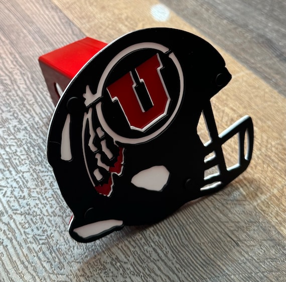 black football helmet hitch cover University of Utah Utes Football Receiver Hitch Cover