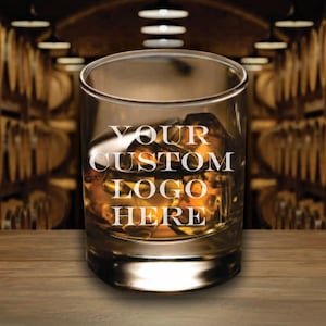Bulk Your Logo Whiskey Rocks Glass - Engraved Company Logo - Personalized Corporate Gifts - Branded Rock Glasses - Barware - Glassware