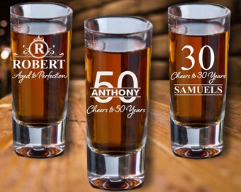 12 Pcs Aged to Perfection Birthday Shot Glass Favors, Party Favor for Birthday, Shot Glasses, Engraved, Cheers 40th, 30, 50, 60,21st for him