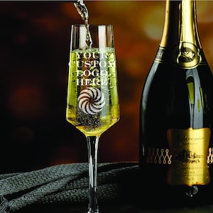 Bulk Your Logo Stem Champagne Glass - Engraved Company Logo - Personalized Corporate Gifts - Branded Champagne Flutes - Barware - Glassware