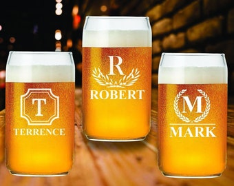 Engraved Beer Can Glass, Personalized Gift for Beer Lovers